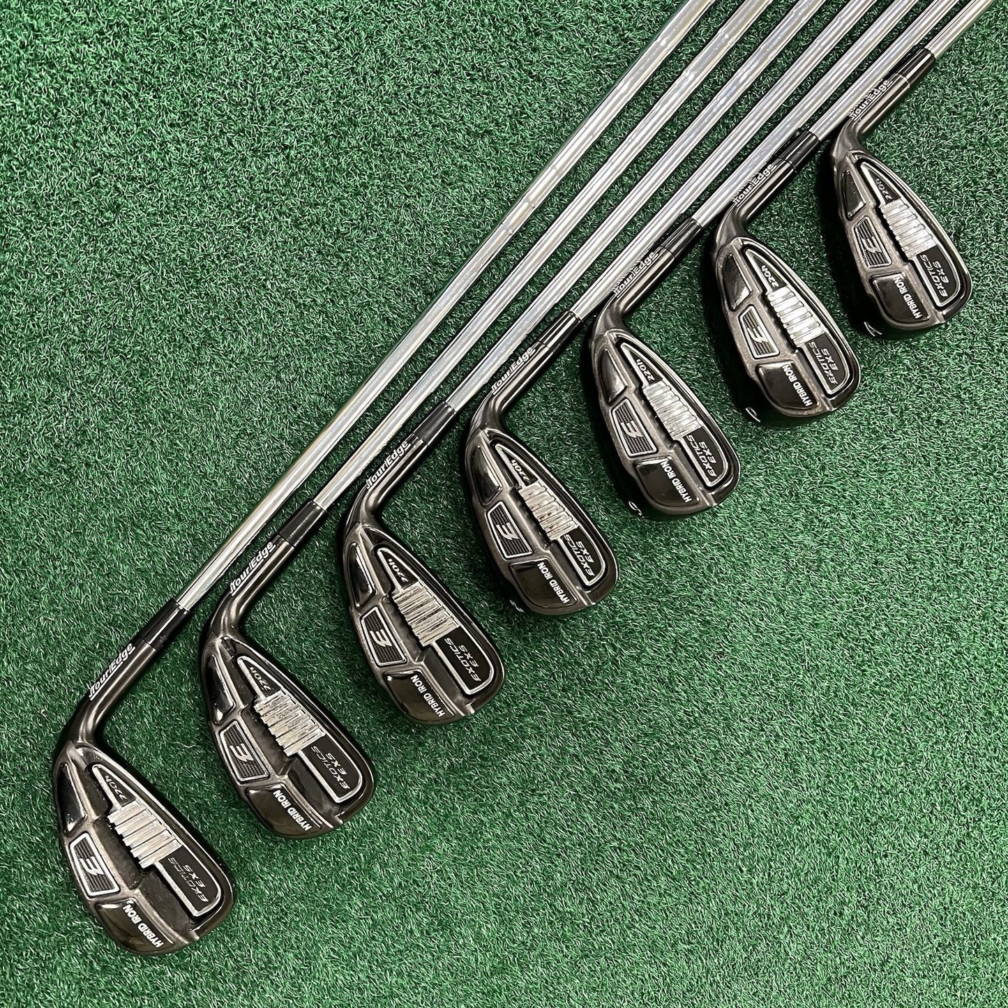 Tour Edge Exotics Exs 220H Iron Set 5-PW+AW Right Hand KBS Stiff 80g Steel Shaft