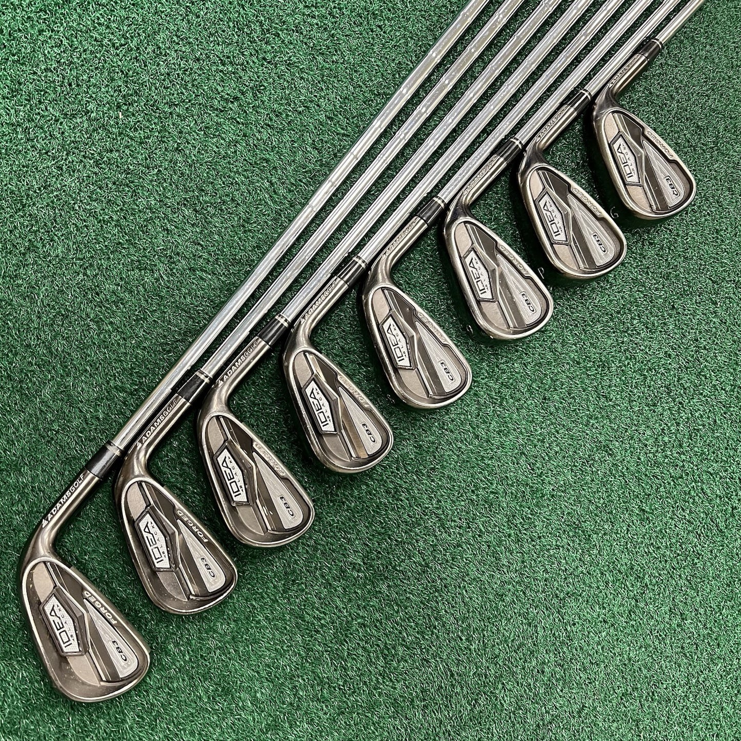 Adams Idea Black CB3 Forged Irons 4-PW+GW KBS Stiff Flex Steel +1/2" Length MRH