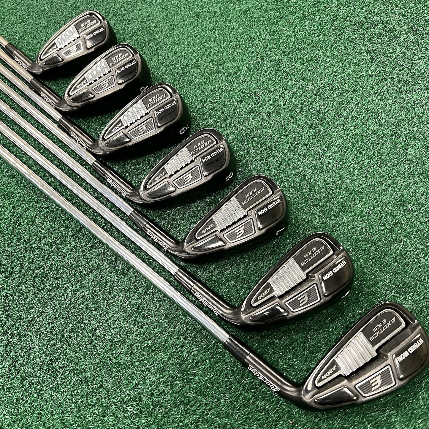 Tour Edge Exotics Exs 220H Iron Set 5-PW+AW Right Hand KBS Stiff 80g Steel Shaft