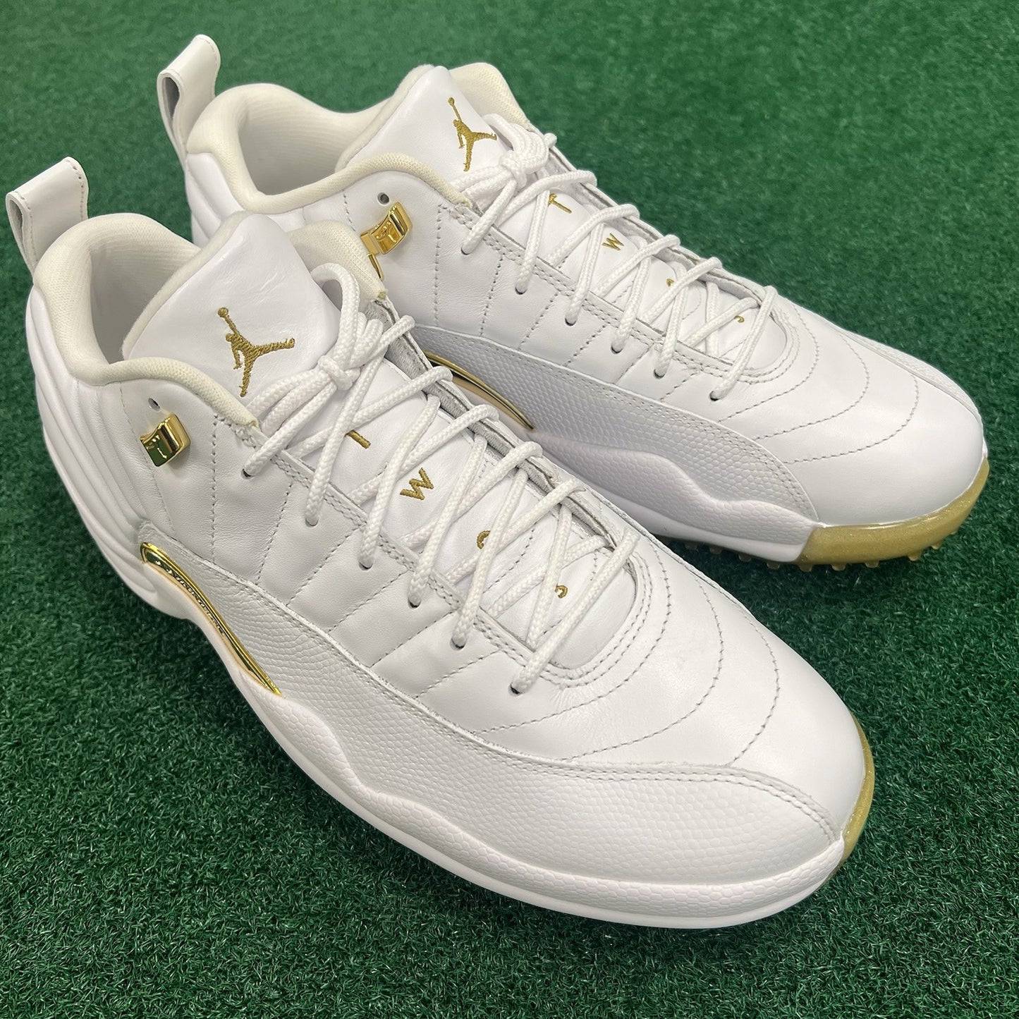 Nike Golf Air Jordan 12 Low Golf Shoes Size 11.5 White Gold DM0106 117 Brand NEW