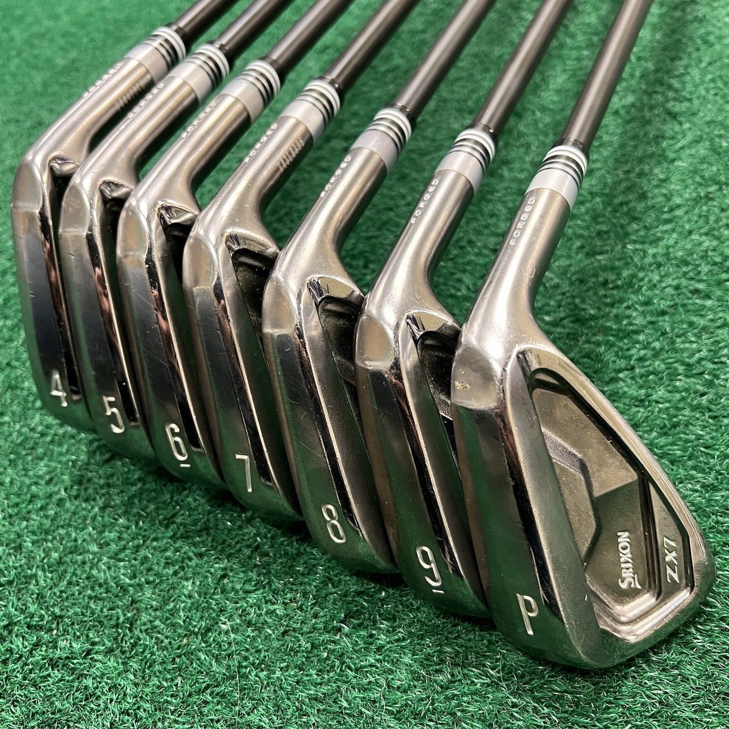 Srixon ZX7 MKII Gunmetal Black Iron Set 4-PW MRH Stiff Flex KBS Tour Black Steel