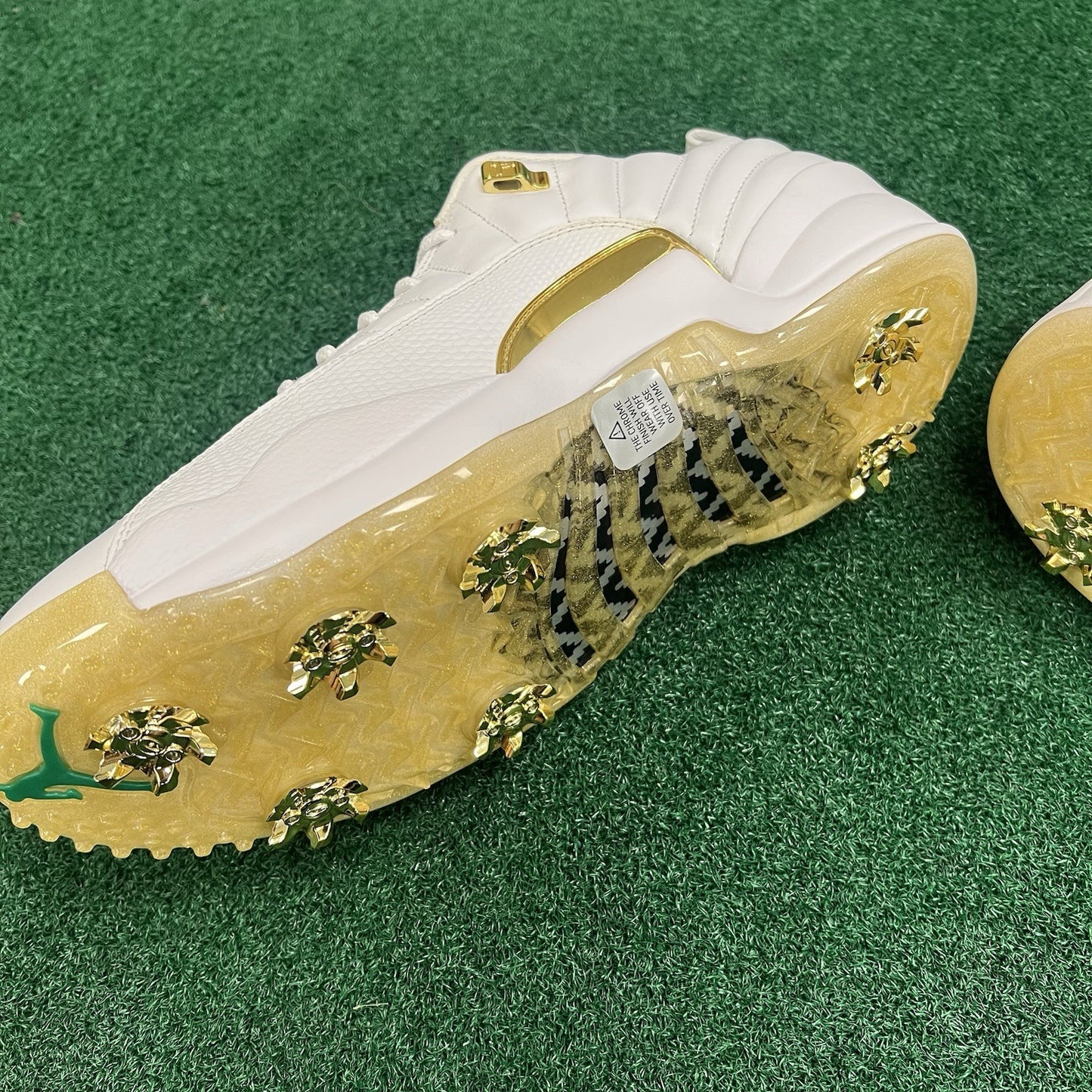 Nike Golf Air Jordan 12 Low Golf Shoes Size 11.5 White Gold DM0106 117 Brand NEW