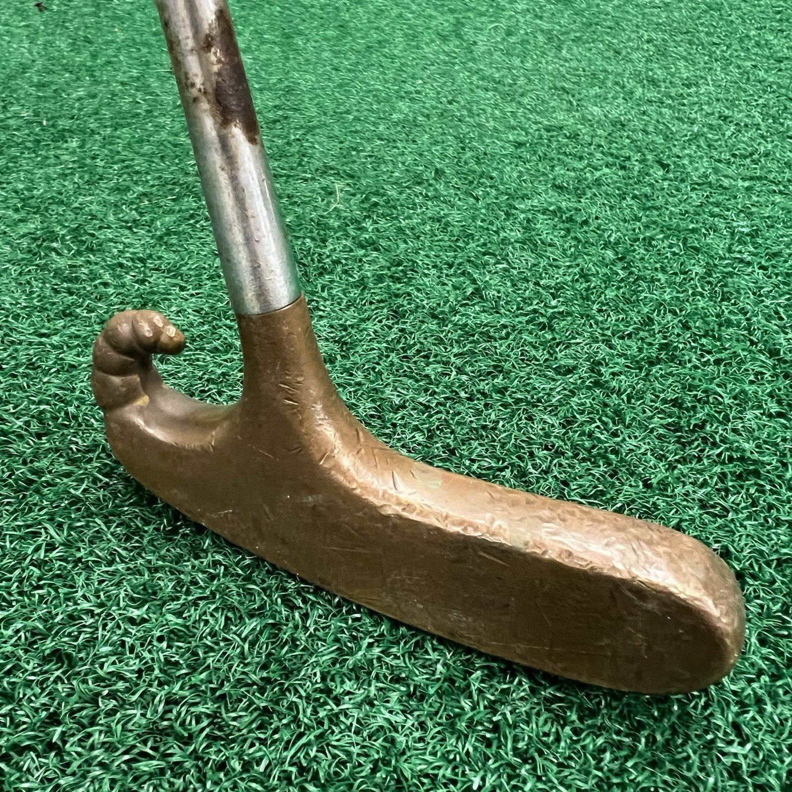RAM 400 Horn Putter RH Fluted Steel Shaft Ramrod Brass Gold Golf Club Vintage RH