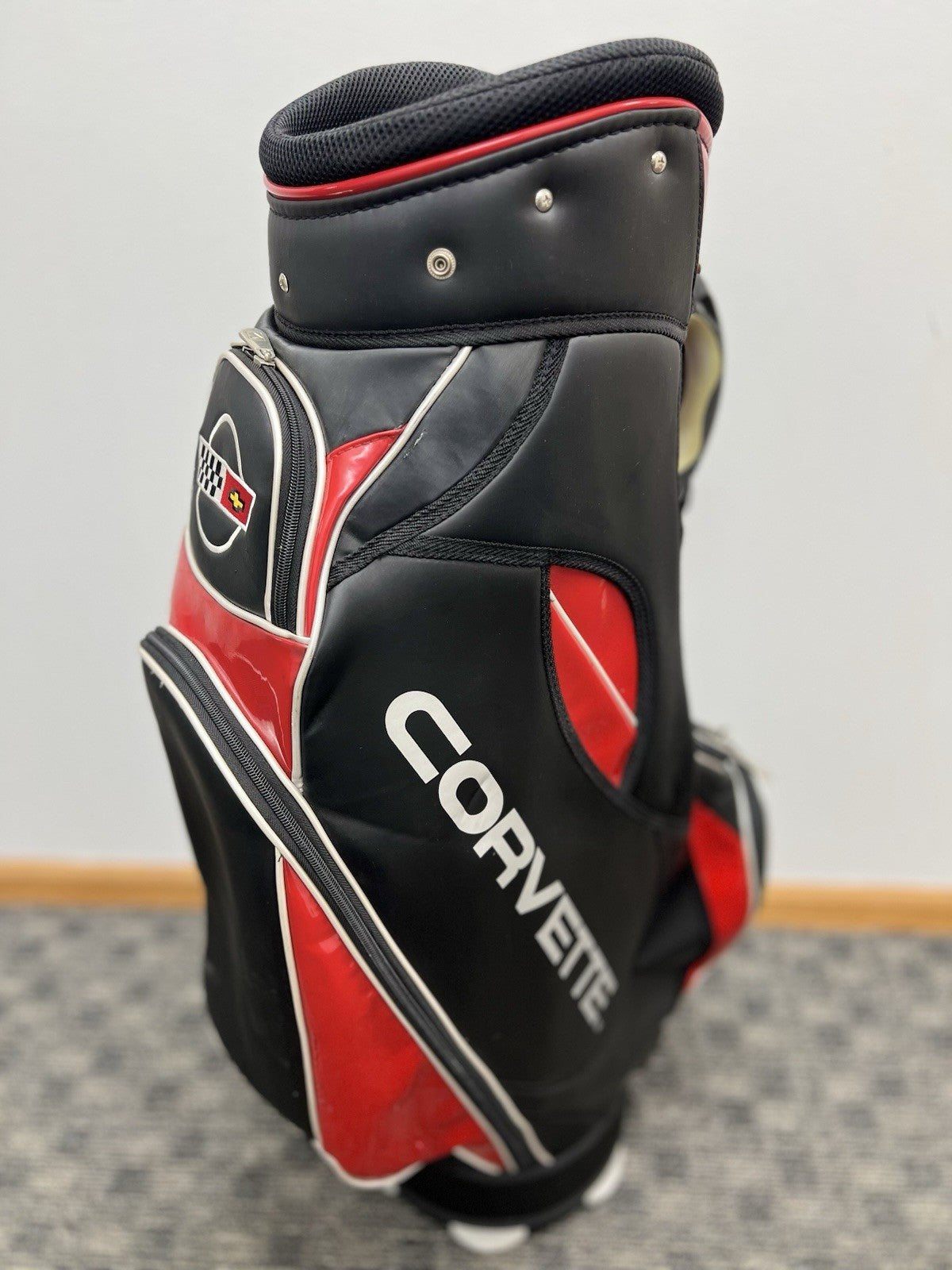 Chevrolet Corvette Golf Cart Bag Black/Red Single Strap 6-Way Top 5 Pockets