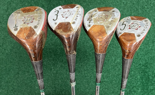 Vintage Ben Hogan Golf Persimmon Wood Set MRH Steel Shafts 1-3-4-5