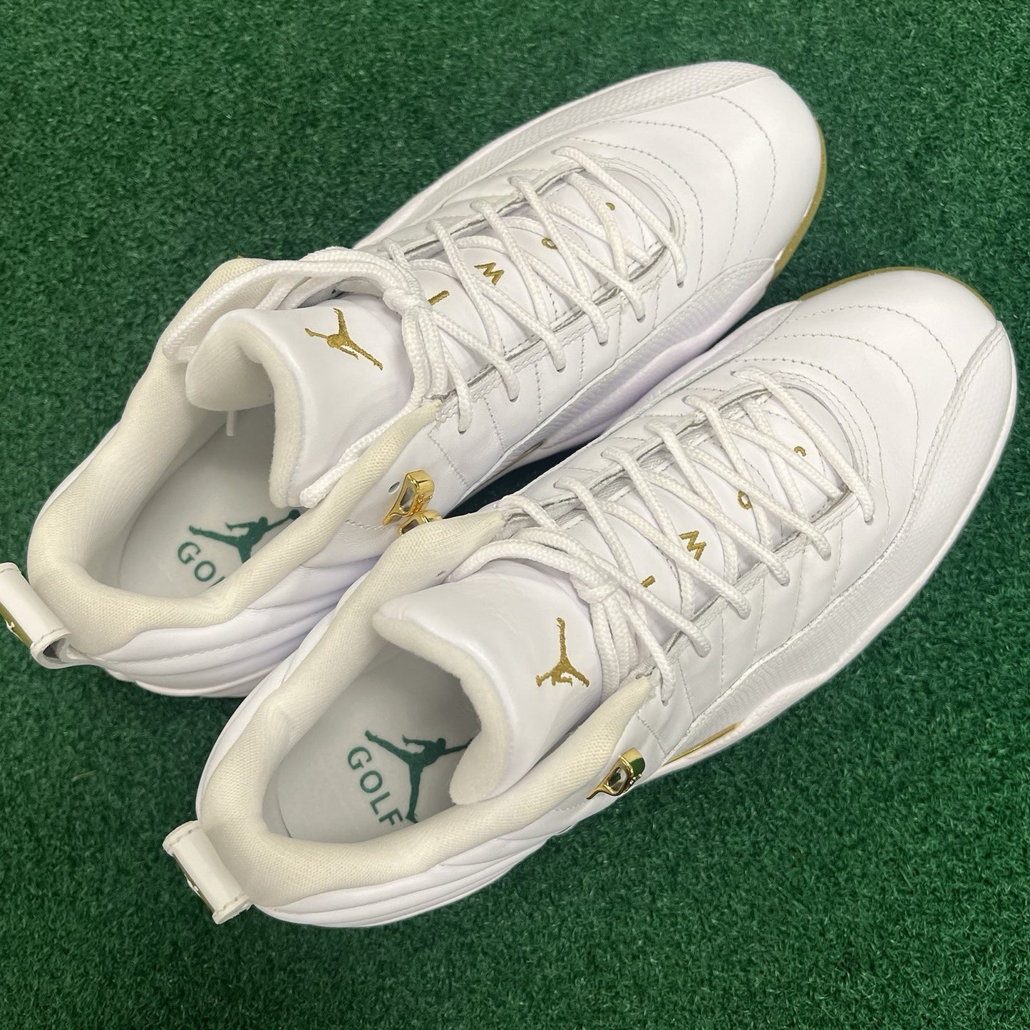 Nike Golf Air Jordan 12 Low Golf Shoes Size 11.5 White Gold DM0106 117 Brand NEW