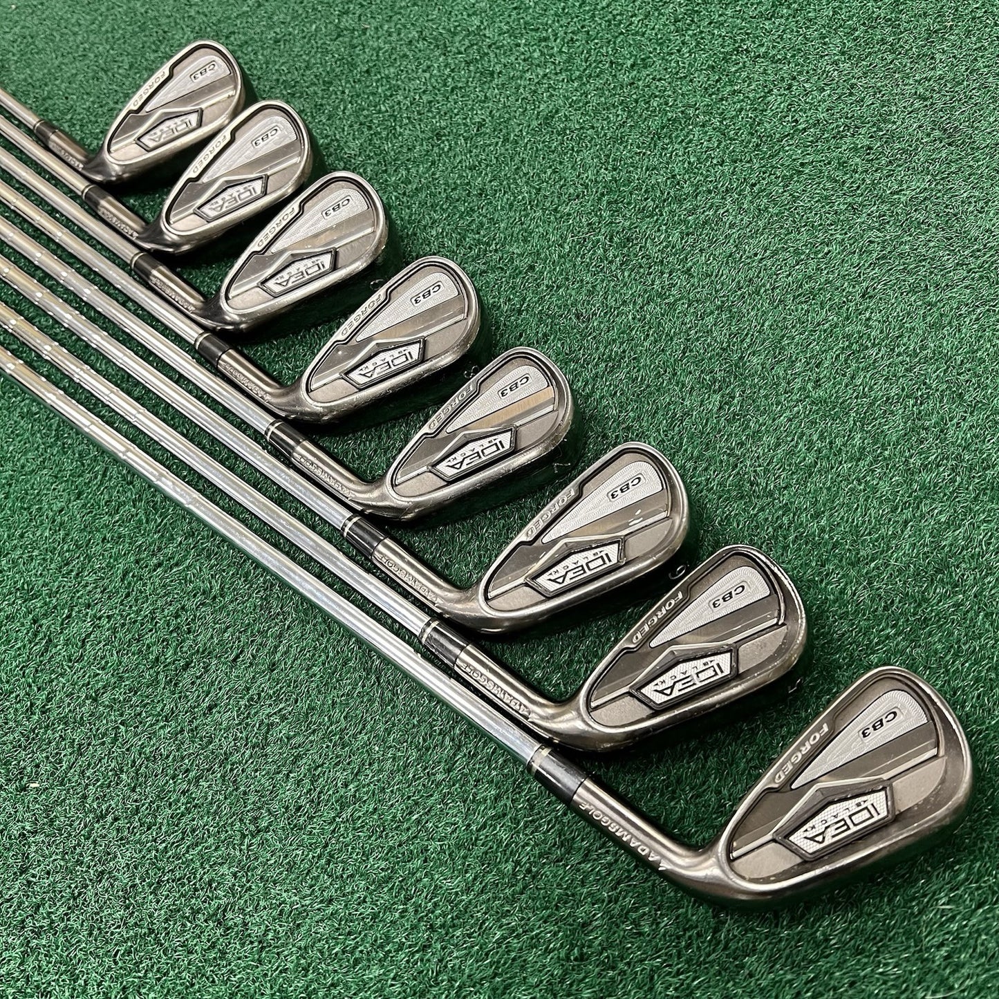 Adams Idea Black CB3 Forged Irons 4-PW+GW KBS Stiff Flex Steel +1/2" Length MRH