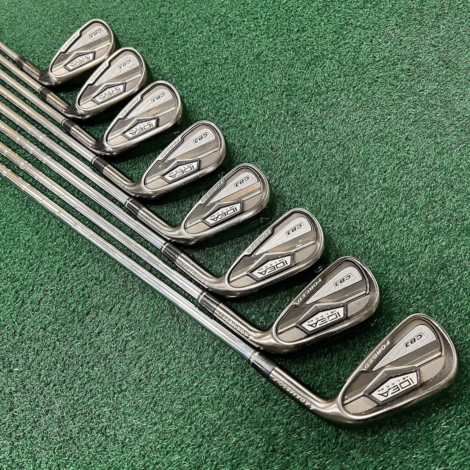 Adams Idea Black CB3 Forged Irons 4-PW+GW KBS Stiff Flex Steel +1/2" Length MRH