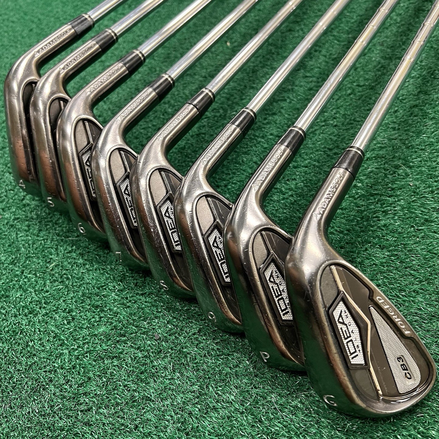 Adams Idea Black CB3 Forged Irons 4-PW+GW KBS Stiff Flex Steel +1/2" Length MRH