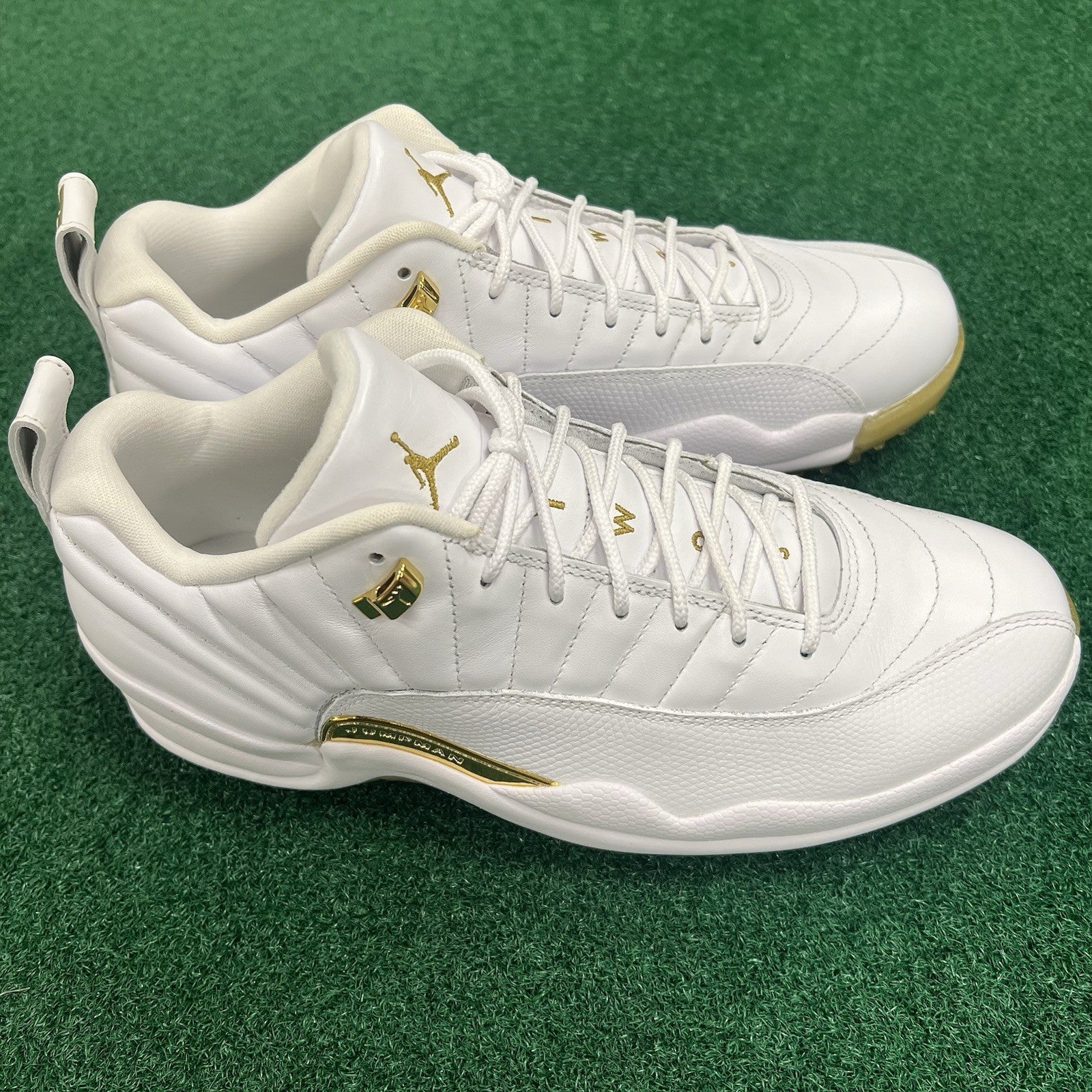 Nike Golf Air Jordan 12 Low Golf Shoes Size 11.5 White Gold DM0106 117 Brand NEW
