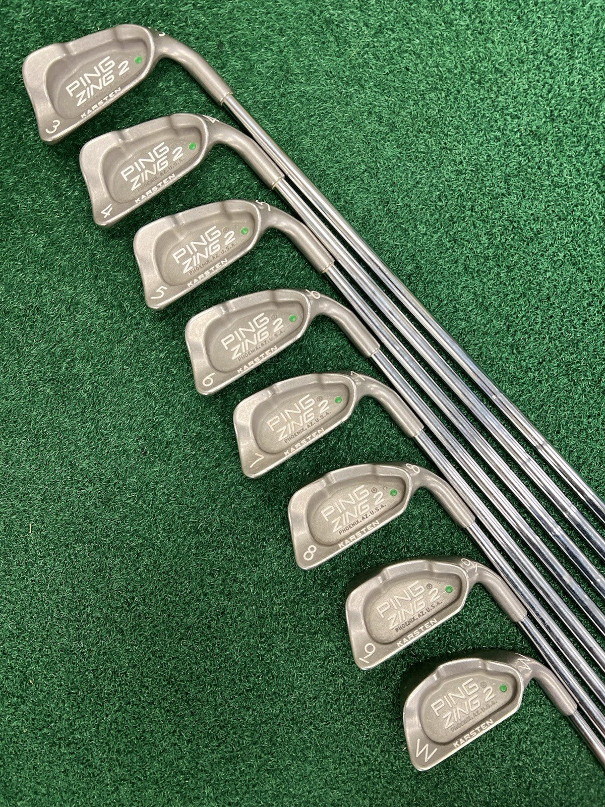 PING Zing 2 Green Dot Iron Set 3-PW JZ Stiff Flex Steel Shafts Right Hand +1/2"