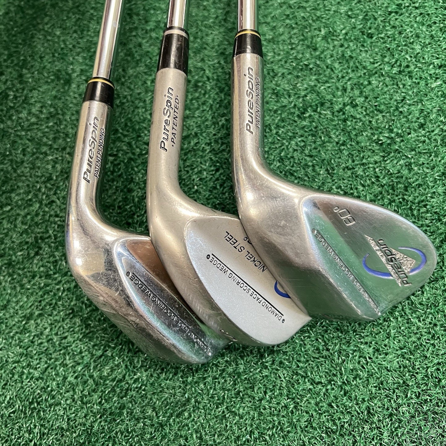 Pure Spin Wedge Set GW-48° SW-56° LW-60° Steel Shaft BRAND NEW GRIPS! Right Hand