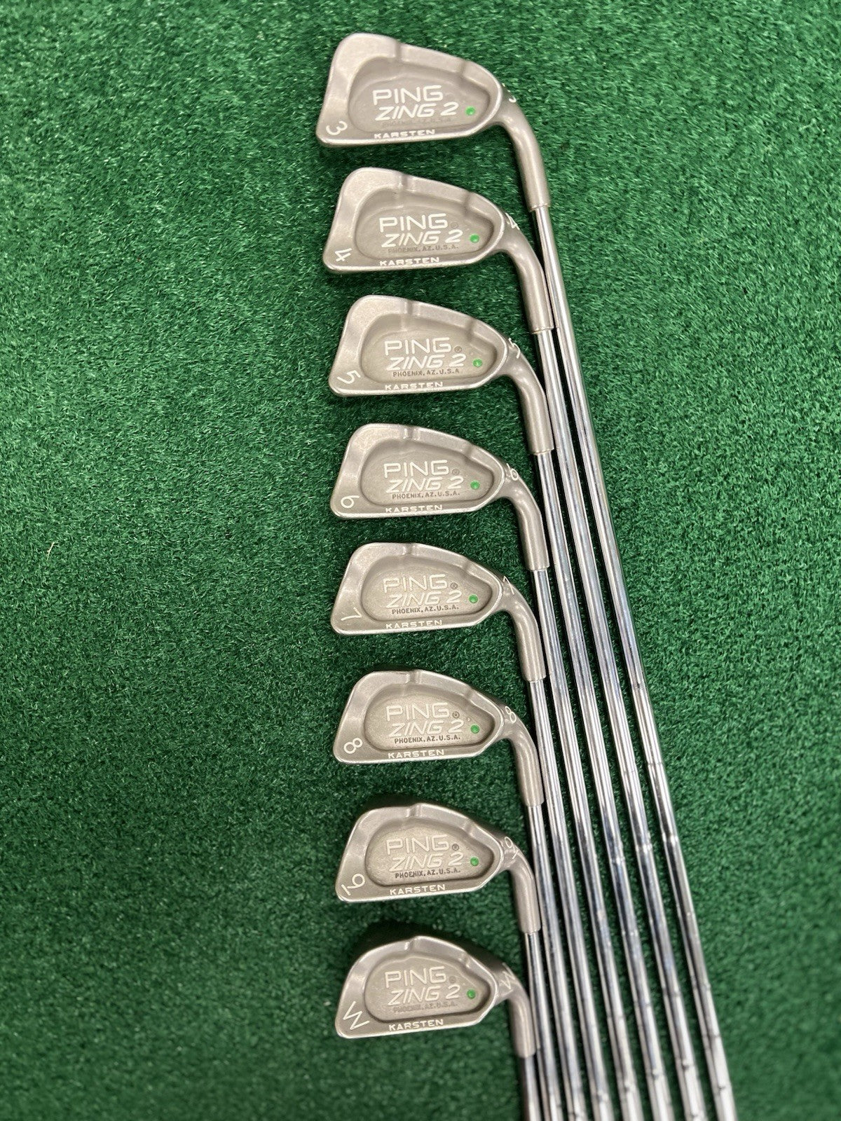 PING Zing 2 Green Dot Iron Set 3-PW JZ Stiff Flex Steel Shafts Right Hand +1/2"