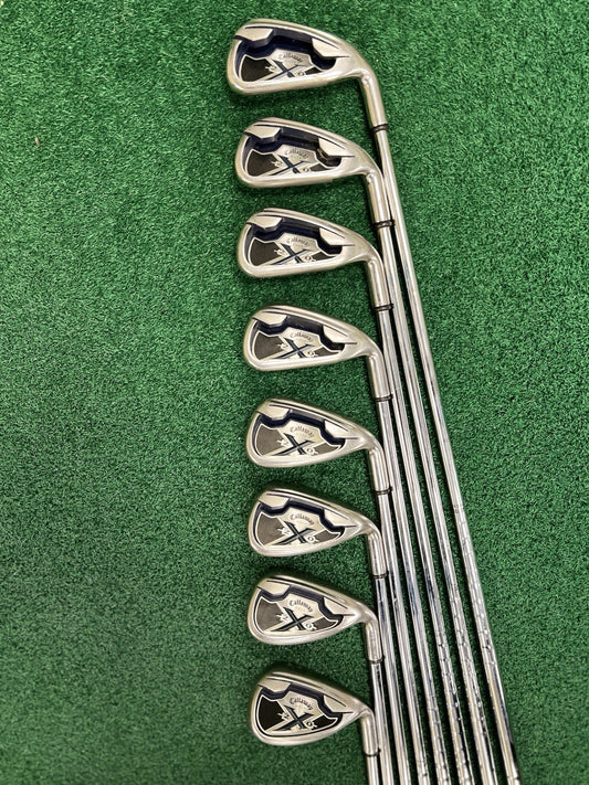 Callaway X-20 Iron Set 4-PW+SW Right Hand Uniflex Steel Shafts WINN MID Grips
