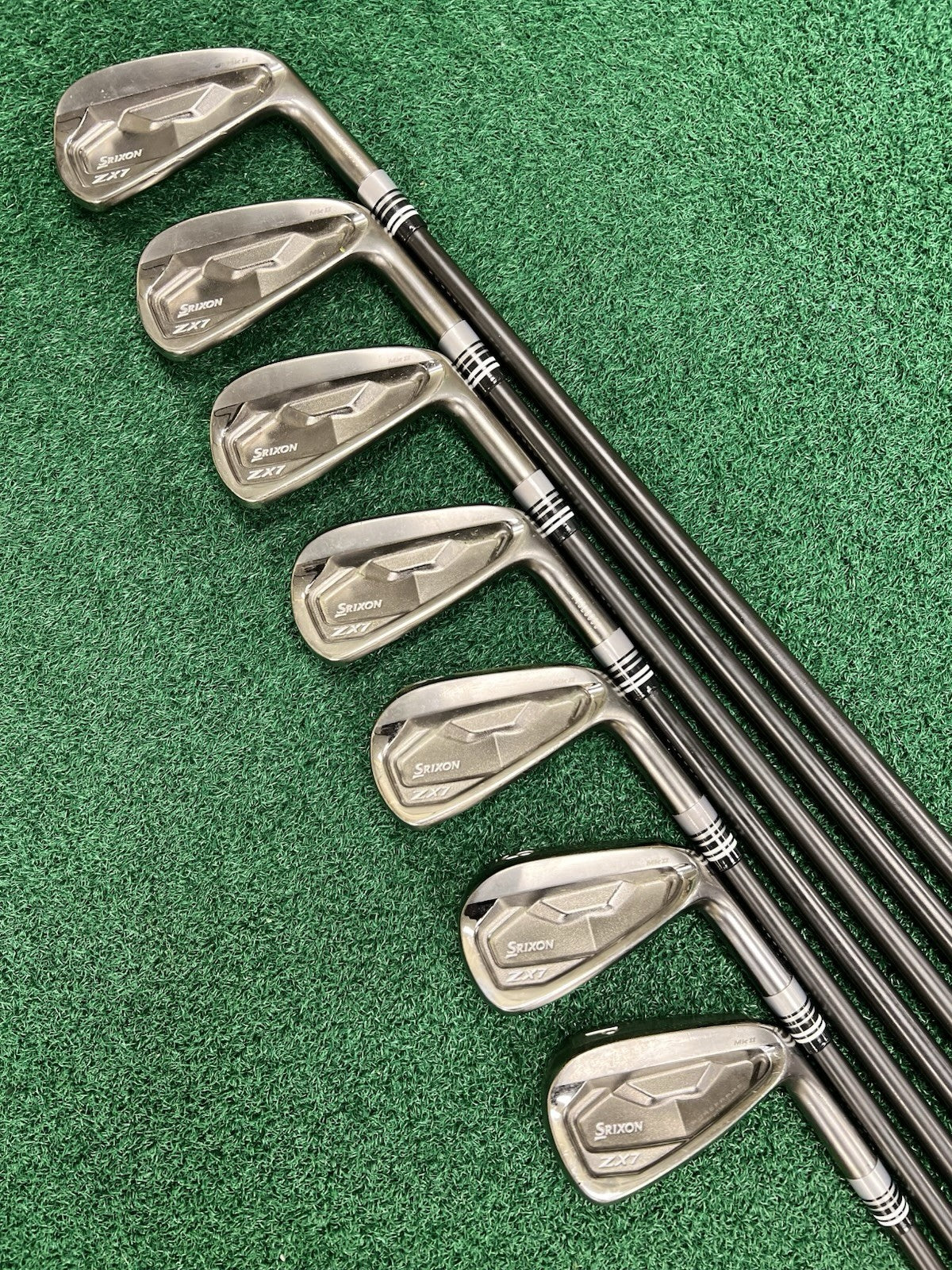 Srixon ZX7 MKII Gunmetal Black Iron Set 4-PW MRH Stiff Flex KBS Tour Black Steel